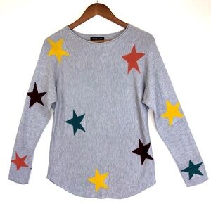 CASHMERE‎ Rachel Zoe Star Sweater Long Sleeve Grey Bright Crew Boat Neck Medium